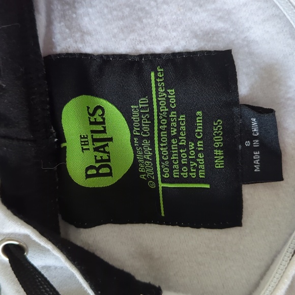 Retro black and white official Beatles sweatshirt with Apple, apple zipper pull - Picture 5 of 5